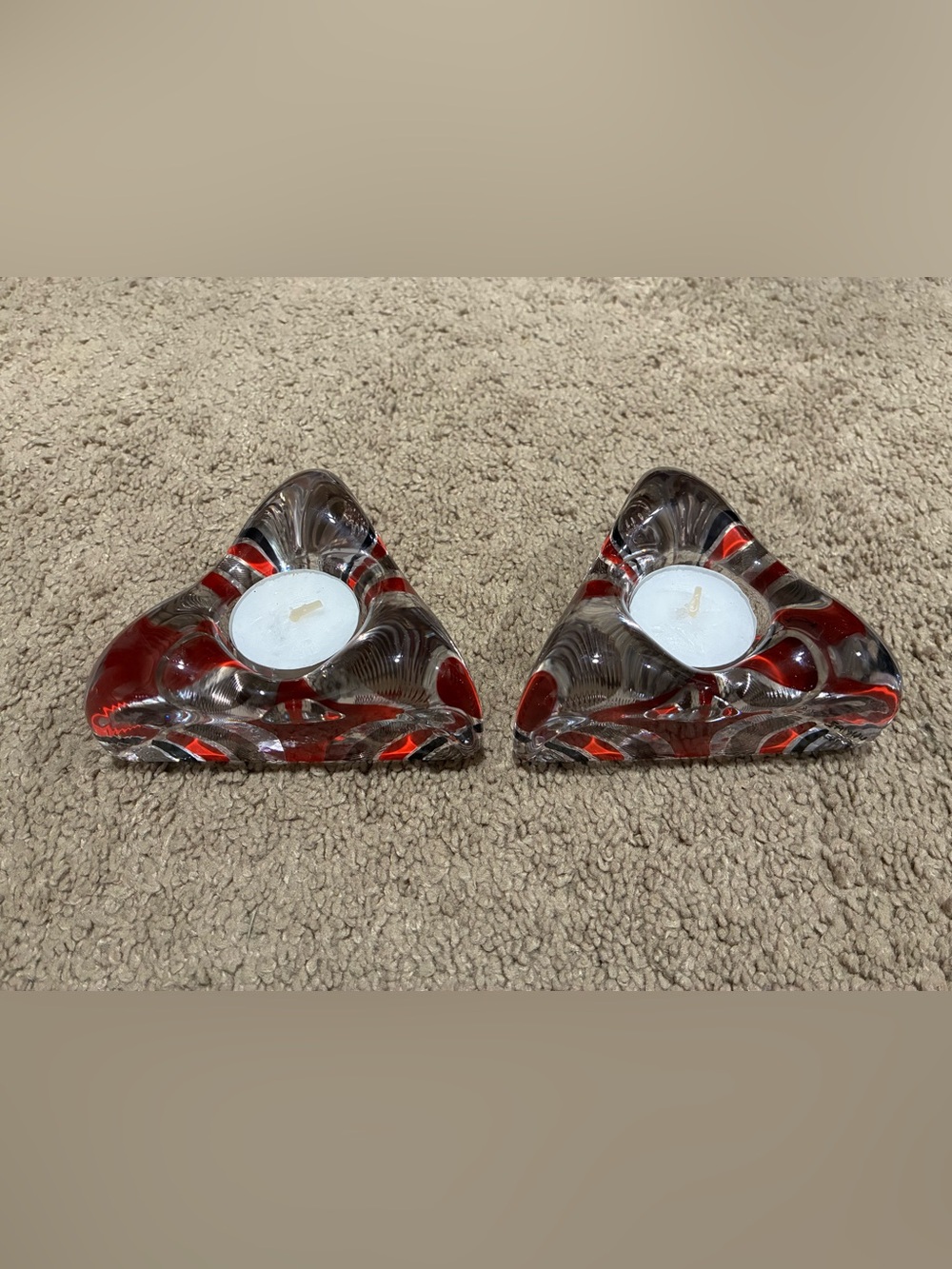 Kosta Boda Set of 2 Piece of Cake Glass Tea Light Holders Ulrica Hydman-Vallien